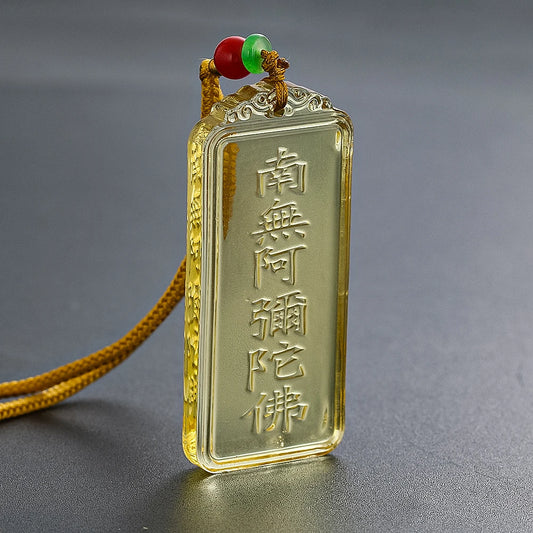 Amitabha Glass Pendant | Luminous Mantra Talisman