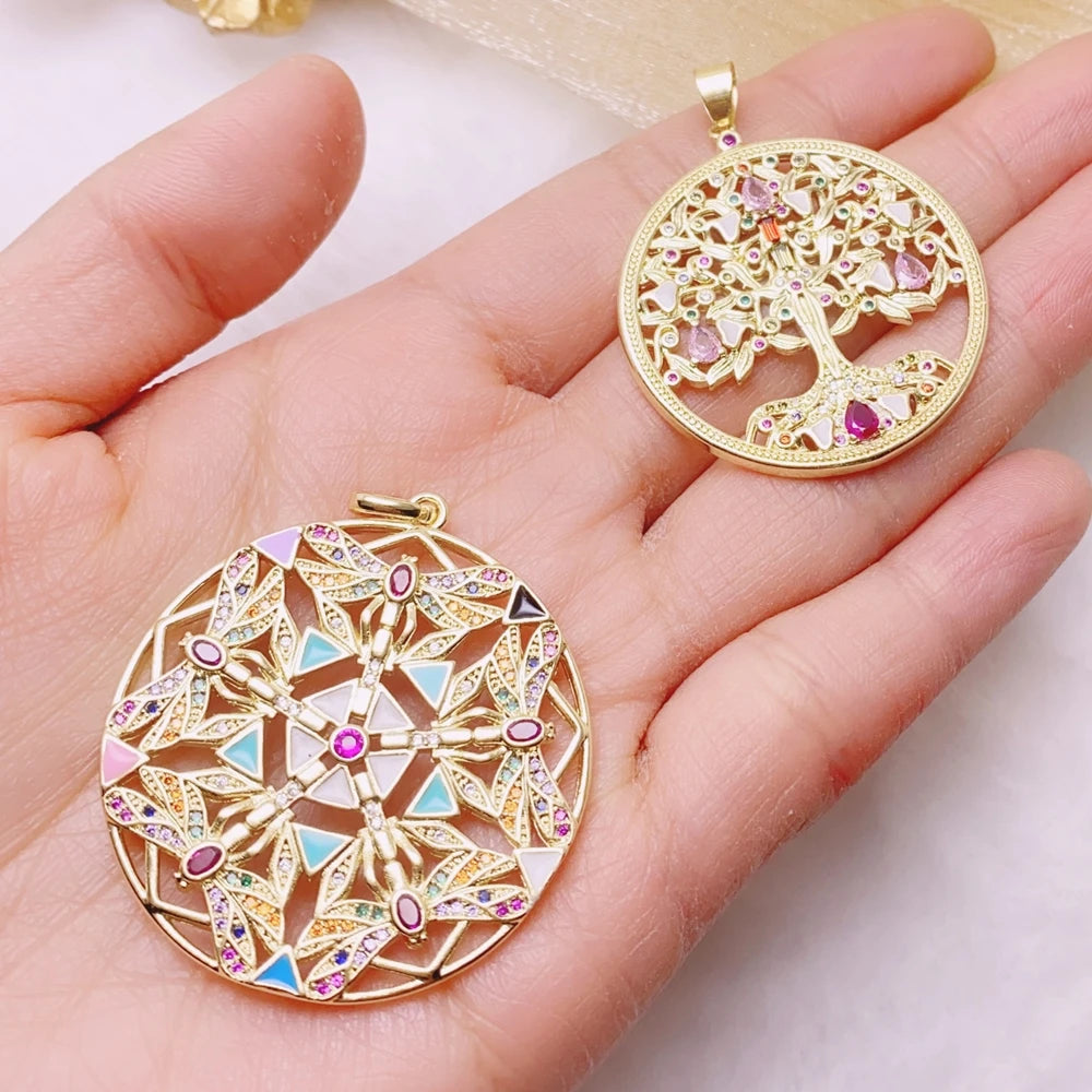 Juya Handmade 18K Real Gold Plated Hamsa Fatima Hand Greek Evil Eye Charms For DIY Trendy Enamel Pendant Talisman Jewelry Making