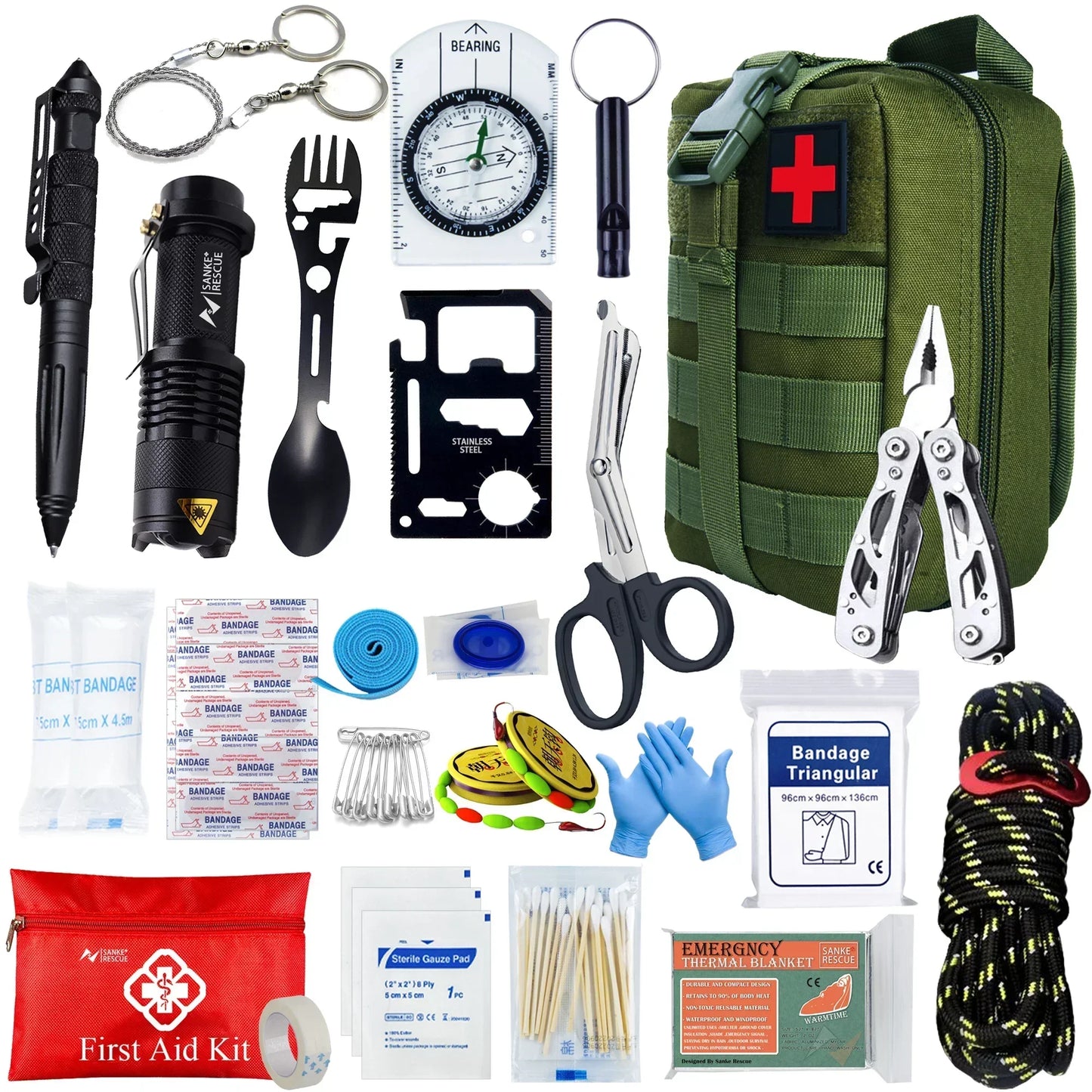 First Aid Kit in The Car Acessories Survival Kits Camping Equipments Survival Bag Self-defense EDC Pouch Ifak Outdoor Emergency