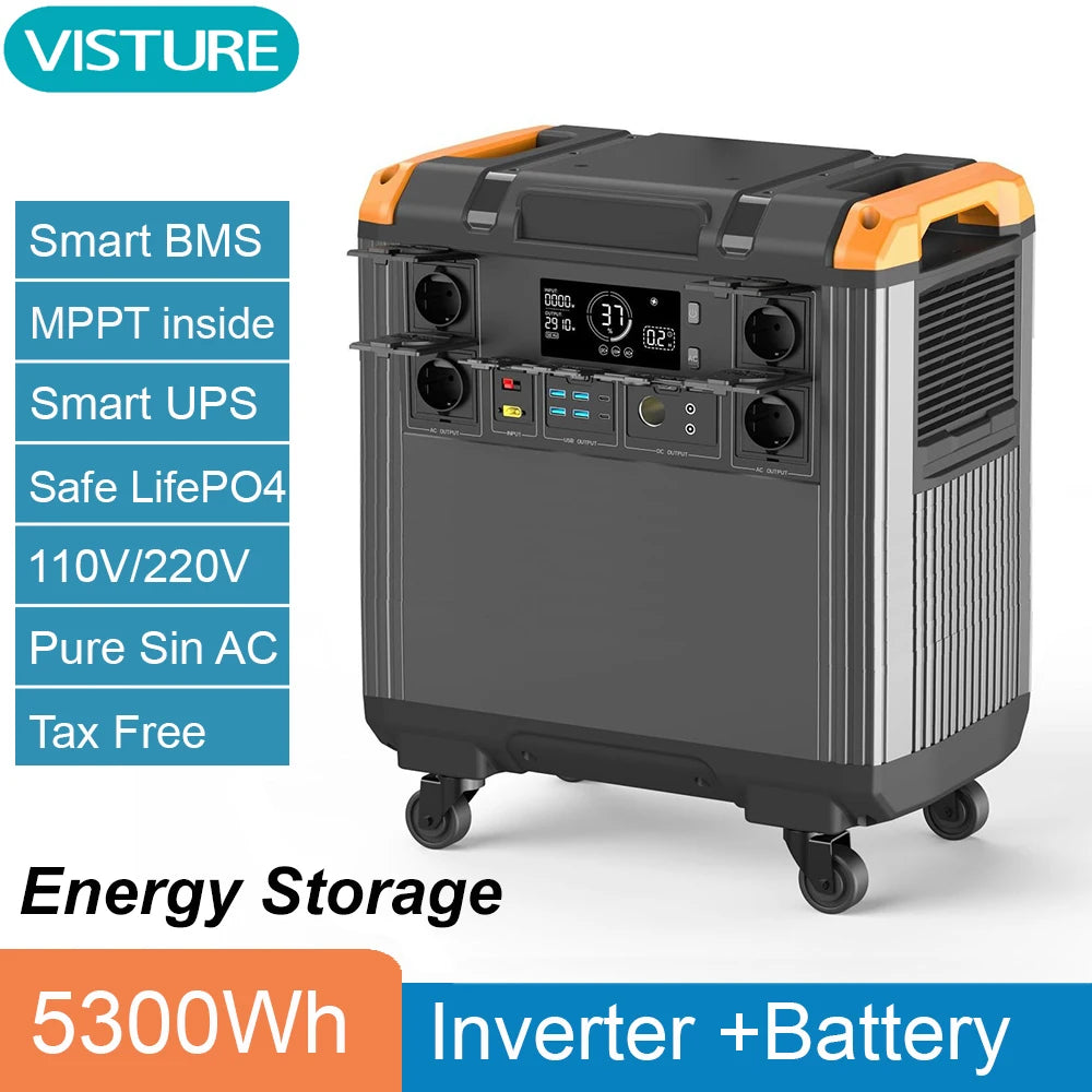 5300Wh LiFePO4 Energy Storage System – 3000W Power Station with UPS & BMS for Home & Outdoor Backup