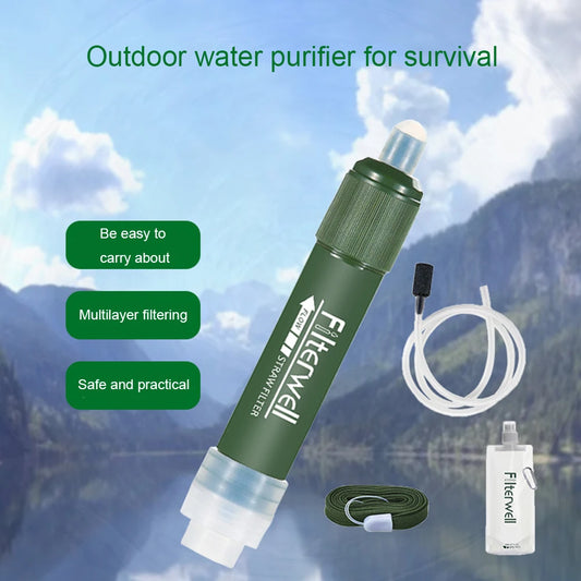 Portable Outdoor Water Filter Camping Purification Water Filter TUP Carbon Fiber Water Bag for Outdoor Emergency Survival Tool