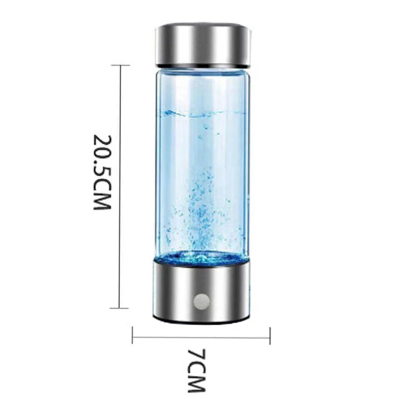 Portable Hydrogen-Rich Water Generator Bottle – USB Rechargeable, 420ml Borosilicate Glass