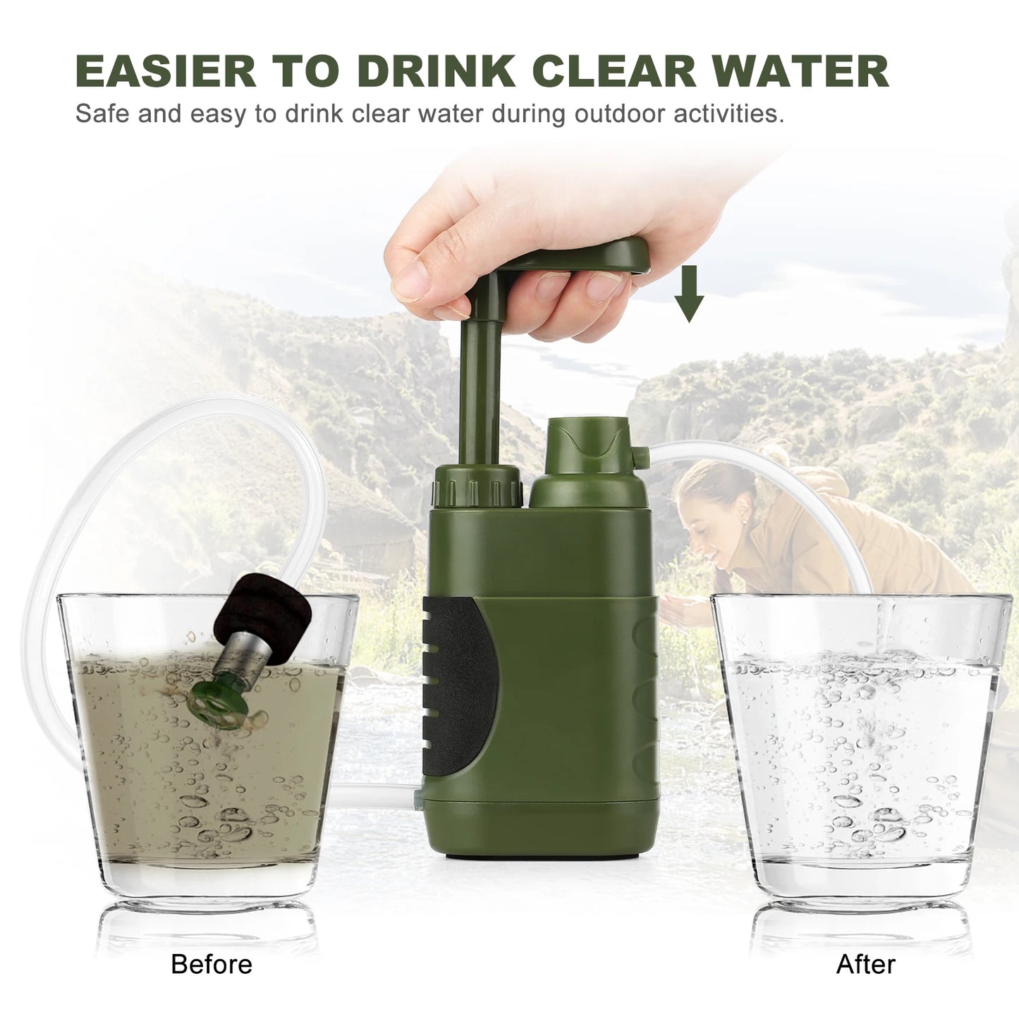 Outdoor Water Filter Straw Water Filtration System Water Purifier for Family Preparedness Camping Hiking Emergency