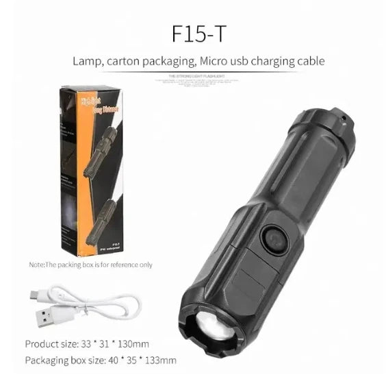 Strong LED Flashlight With Telescopic Zoom Tactical Flashlight Rechargeable USB Portable Spotlight Remote Camping Flashlight