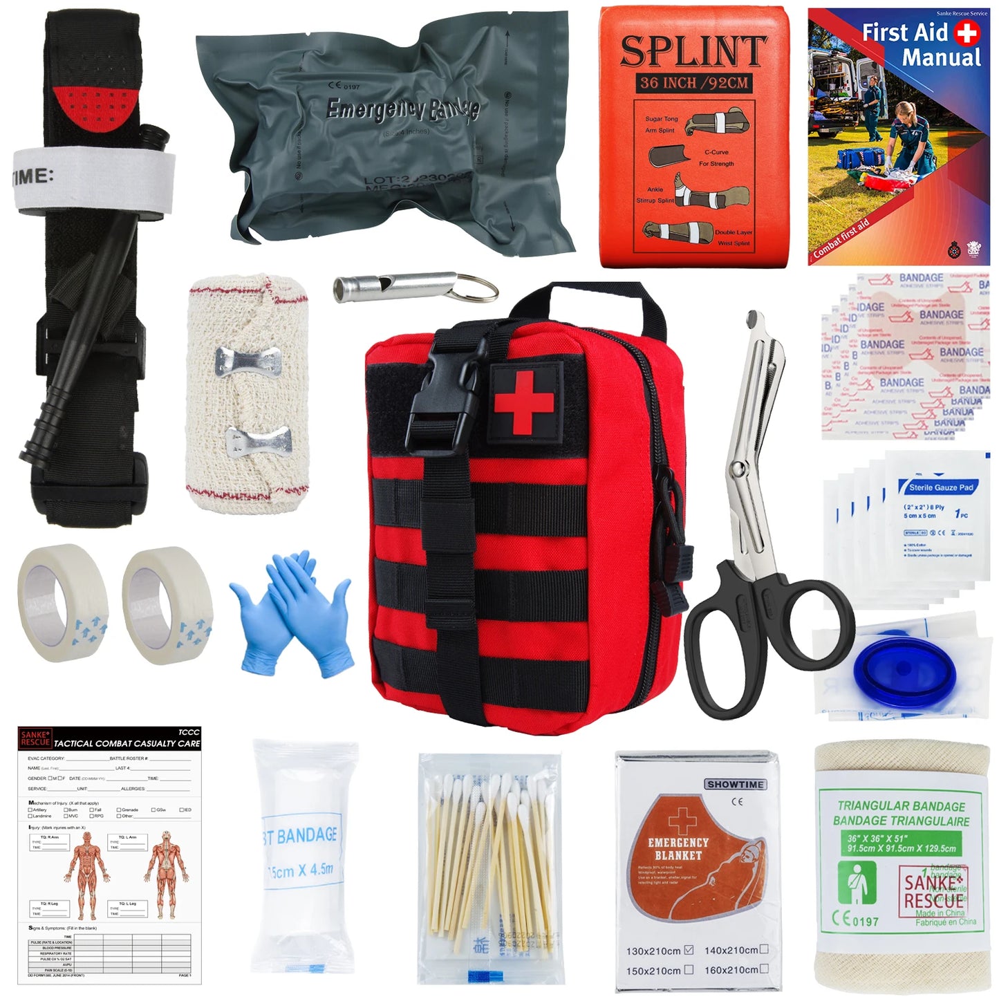 First Aid Kit Outdoor Survival Gear Molle Bag Medical Emergency IFAK Airway Military Tactical Tourniquet Bleeding Israel Bandage