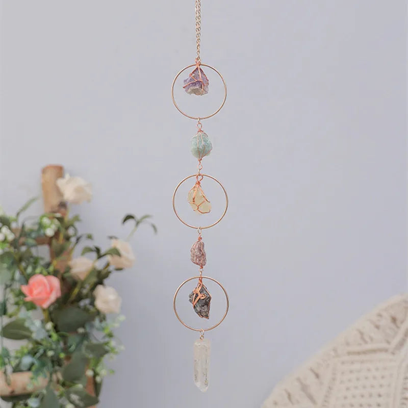 Crystals Tree of Life 7 Chakras Healing Hanging Meditation Raw Natural Stones Gemstone Sun Catcher Reiki Product Yoga Room Decor