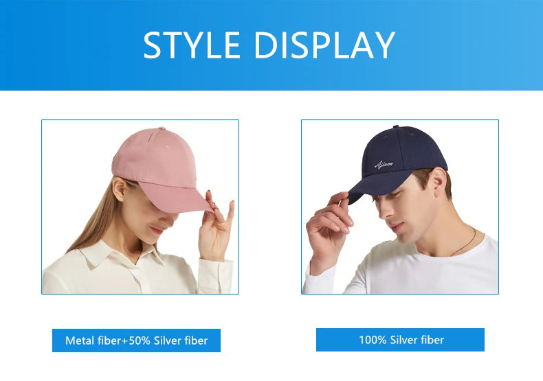 Genuine electromagnetic radiation protective baseball cap Mobile phone, computer, WIFI EMF shielding silver fiber lining cap