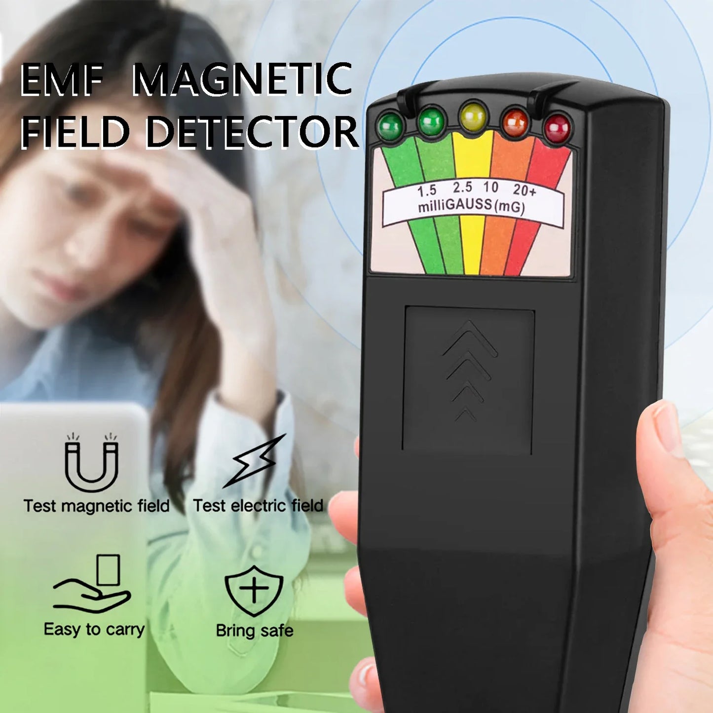 5-LED EMF Meter Magnetic Field Detector Ghost Hunting Paranormal Equipment Tester Portable Counter Professional EMF Meter Tester