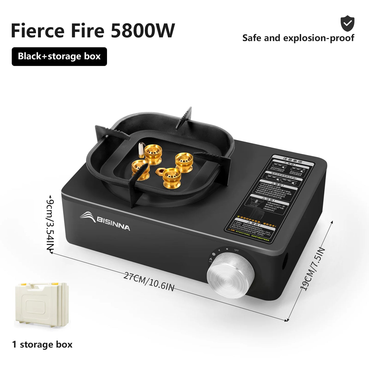 BISINNA Camping Gas Stove 5800W High Firepower Outdoor Portable Cassette Burner for Picnic Hiking Trekking