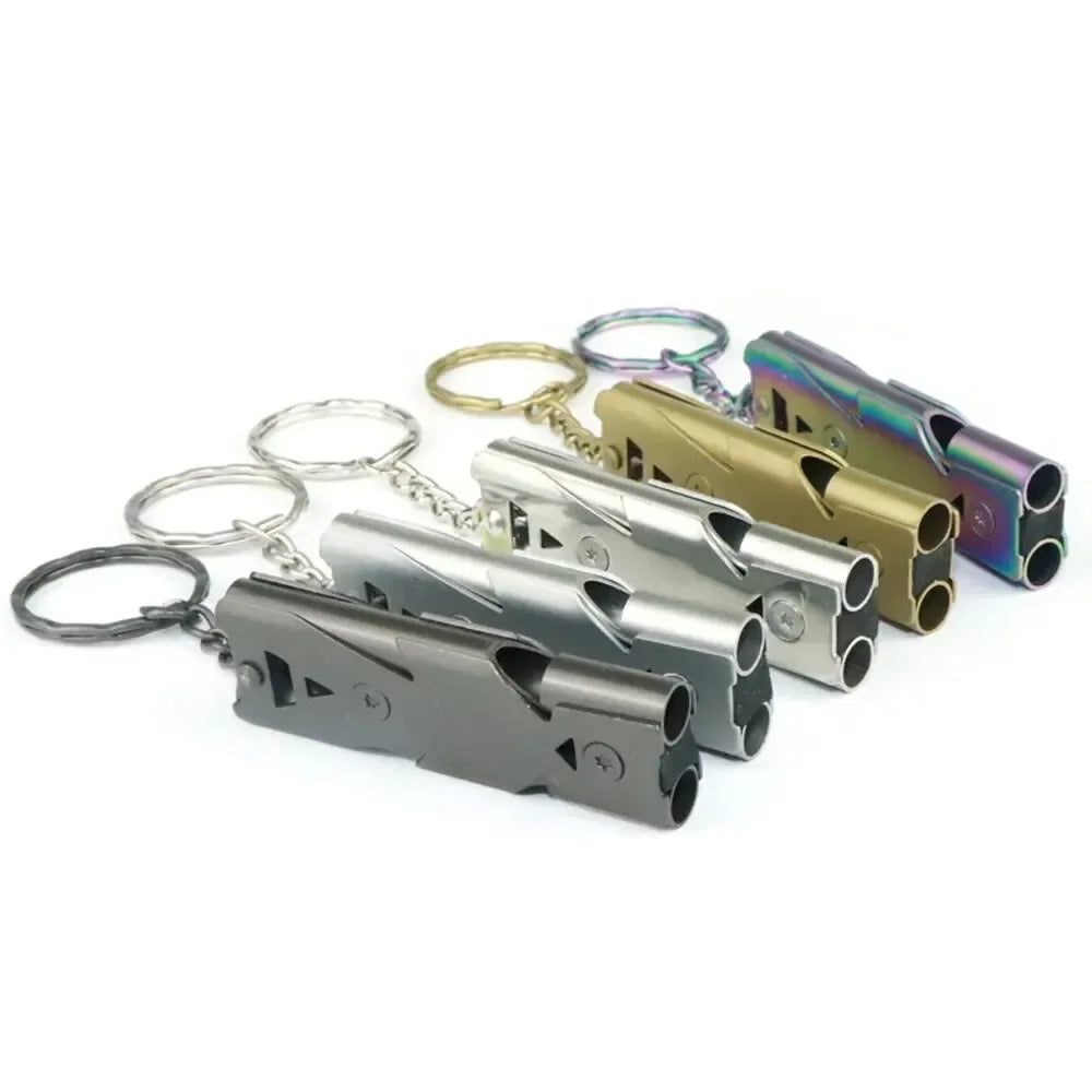 Double Pipe Whistle Pendant Keychain High Decibel Portable Outdoor Survival Emergency Camping Tool Multifunction Whistle 1PC