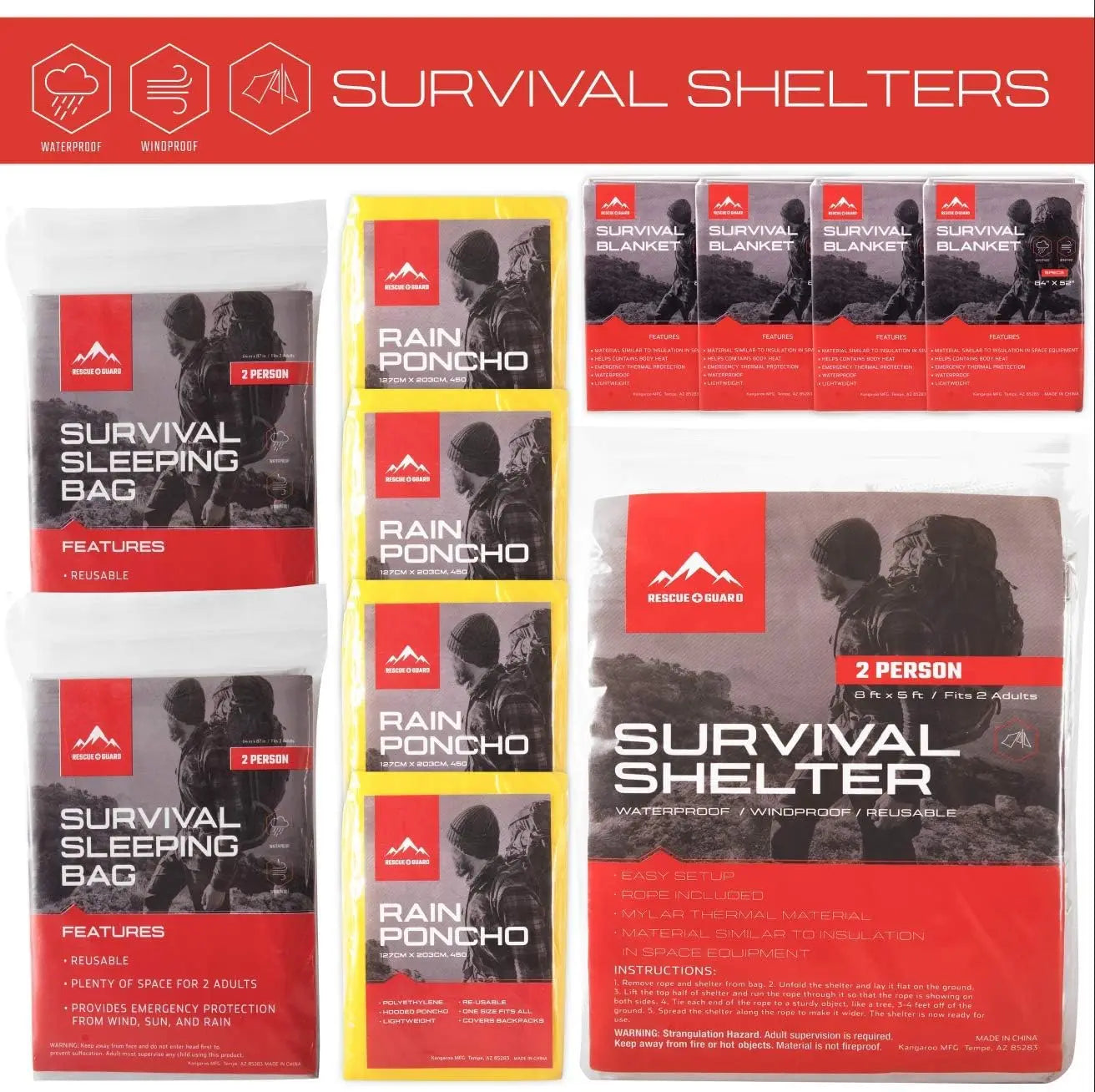 Disaster or Earthquake Emergency Survival Bug Out Bag Supplies for Families - 72 Hours of Disaster Preparedness Supplies