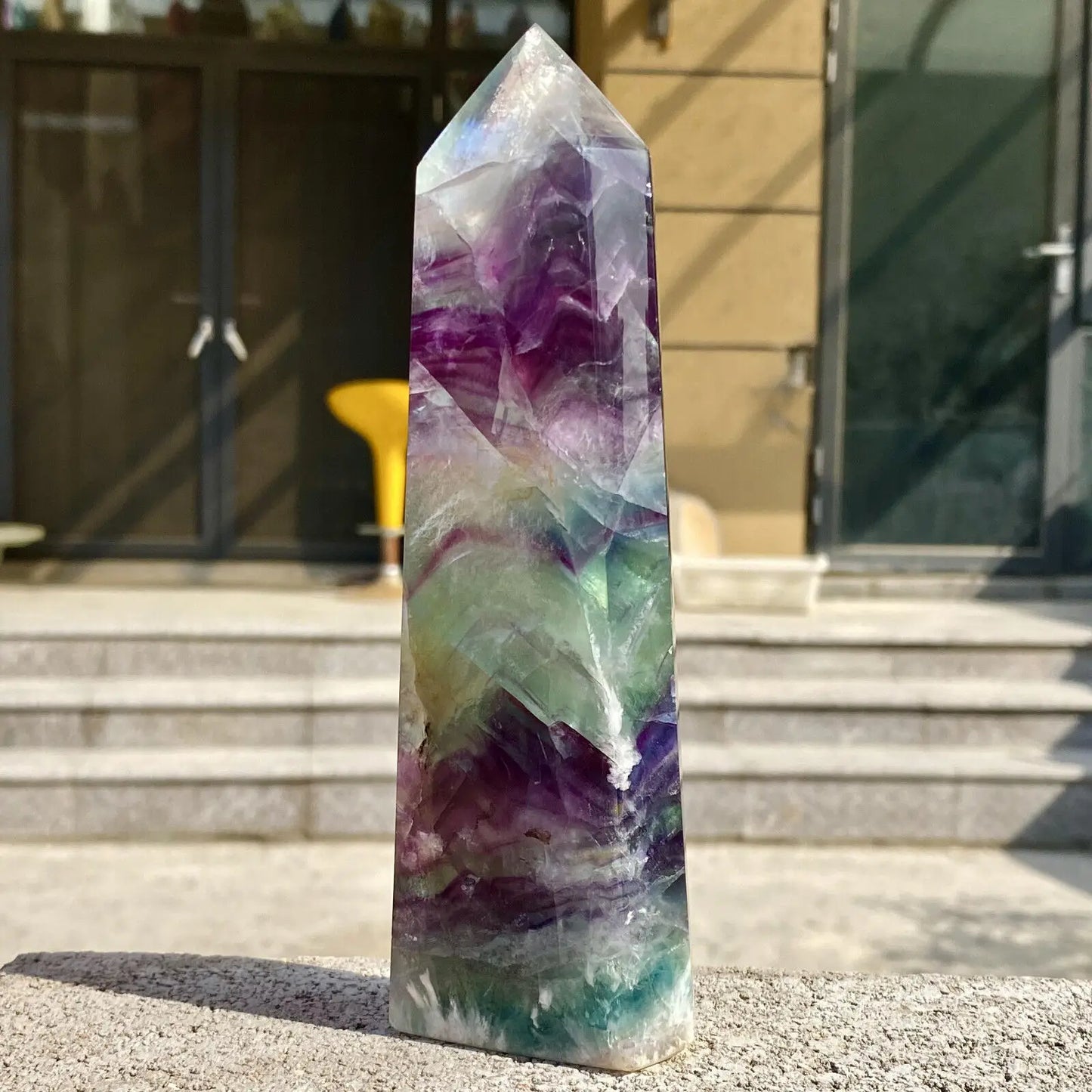 Natural Fluorite Crystal Wand – Polished Obelisk Point for Energy Healing, Meditation & Feng Shui