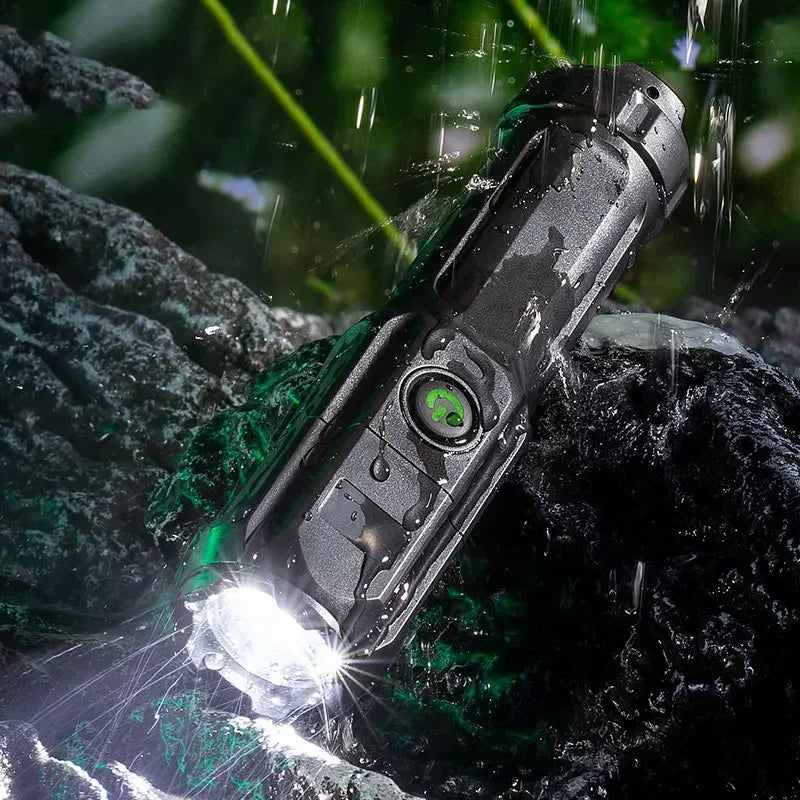 Strong LED Flashlight With Telescopic Zoom Tactical Flashlight Rechargeable USB Portable Spotlight Remote Camping Flashlight