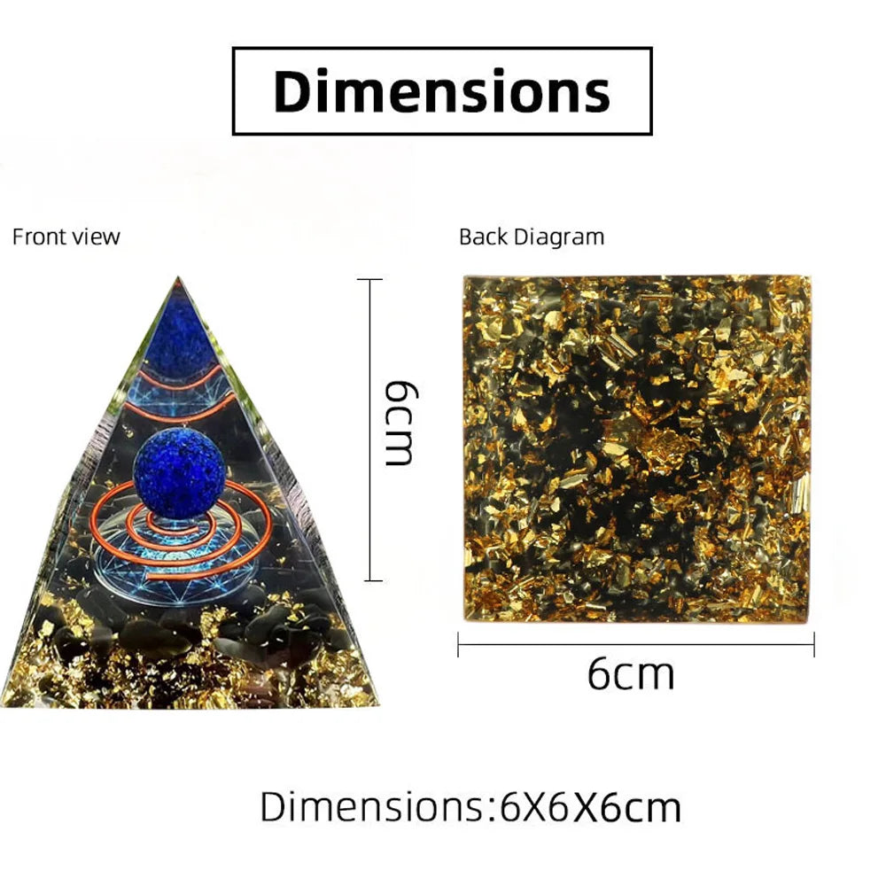 6cm Energy Pyramid Orgonite Reiki Natural Amethyst Ball Healing Crystal Chakra Tool Ornaments Resin Stones Home Decoration Gifts