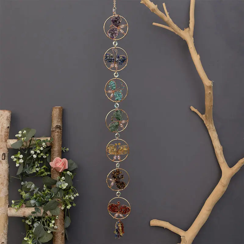 Crystals Tree of Life 7 Chakras Healing Hanging Meditation Raw Natural Stones Gemstone Sun Catcher Reiki Product Yoga Room Decor