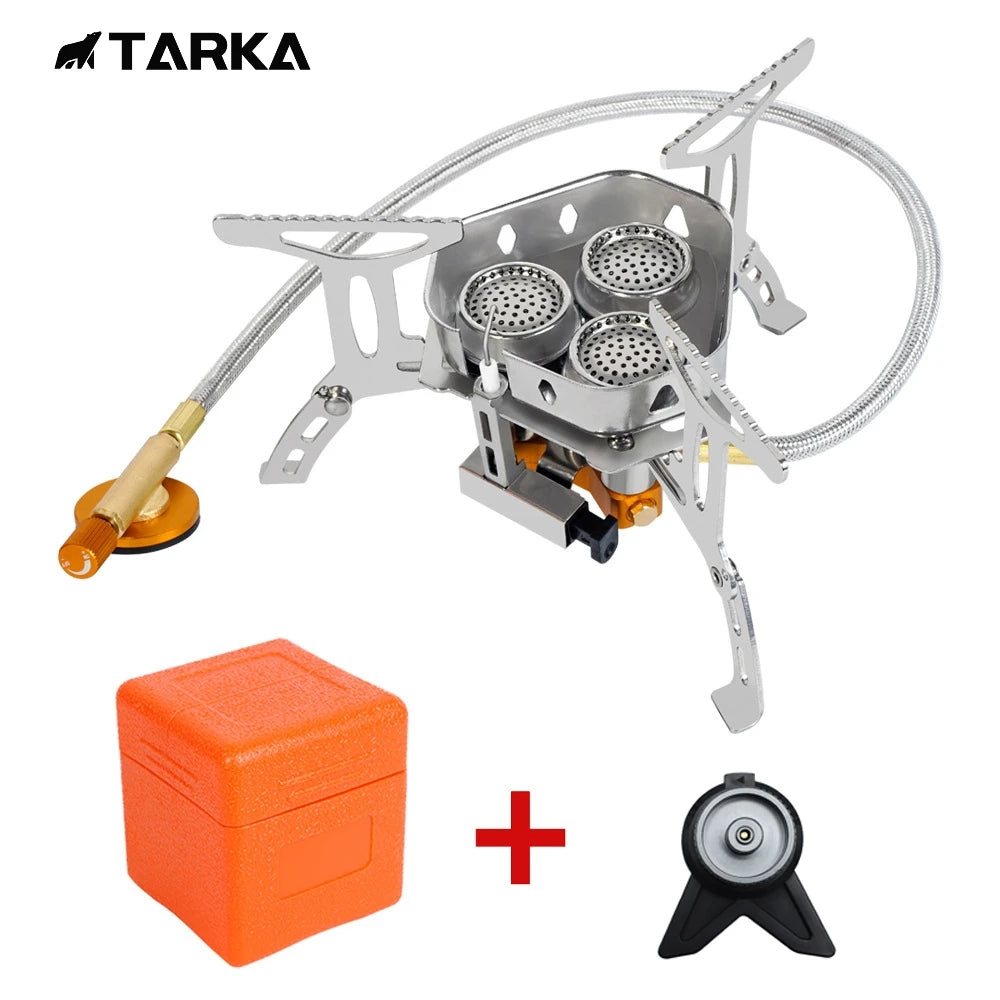 TARKA 3 Heads Gas Stove Tourist Camping Burners Folding Backpacking Furnace 5800W Outdoor Hiking Picnic BBQ Cooking Equipment