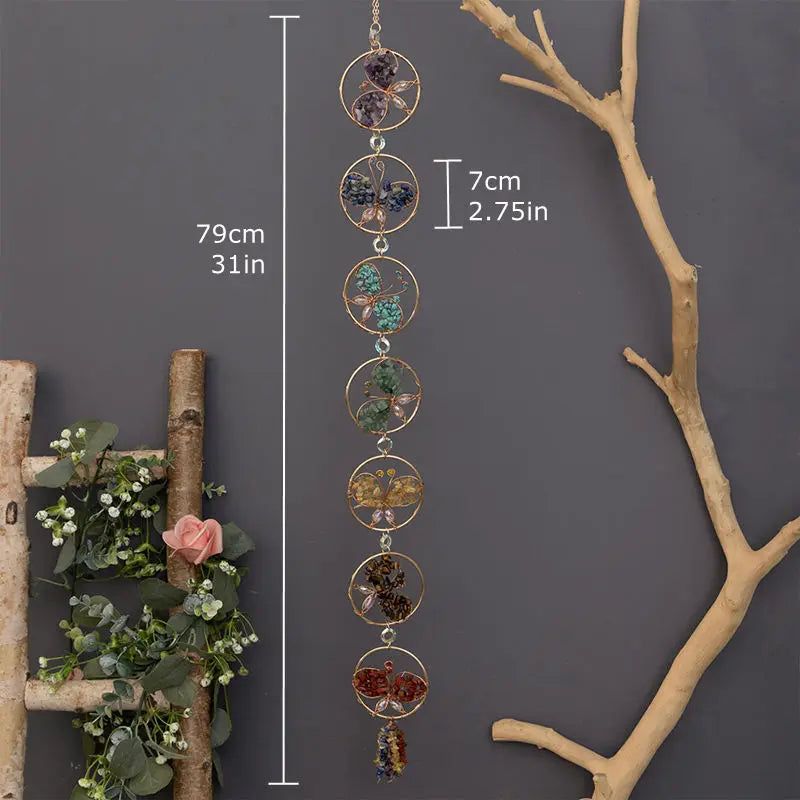 Crystals Tree of Life 7 Chakras Healing Hanging Meditation Raw Natural Stones Gemstone Sun Catcher Reiki Product Yoga Room Decor