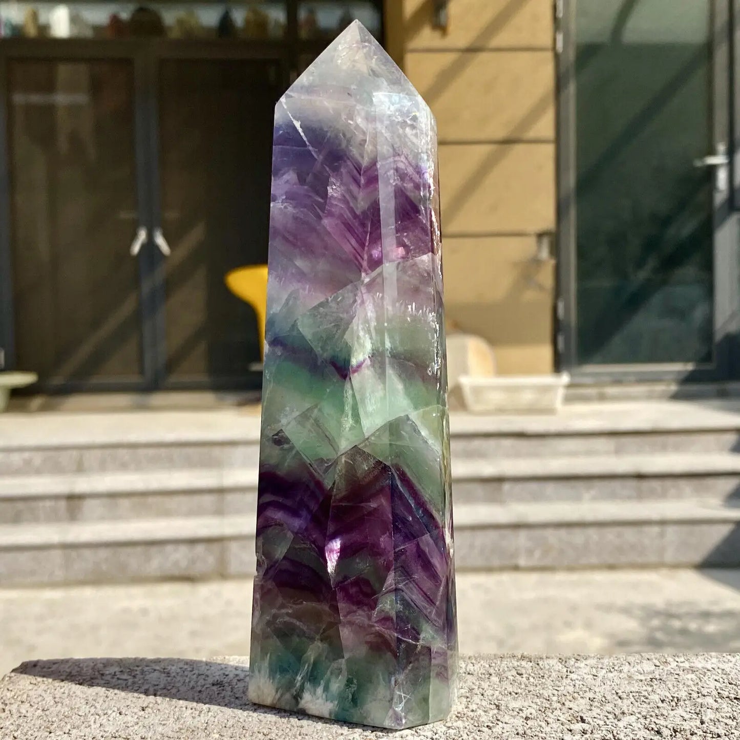 Natural Fluorite Crystal Wand – Polished Obelisk Point for Energy Healing, Meditation & Feng Shui