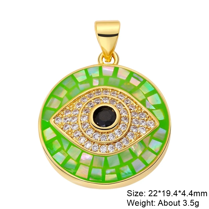 Juya Handmade 18K Real Gold Plated Hamsa Fatima Hand Greek Evil Eye Charms For DIY Trendy Enamel Pendant Talisman Jewelry Making