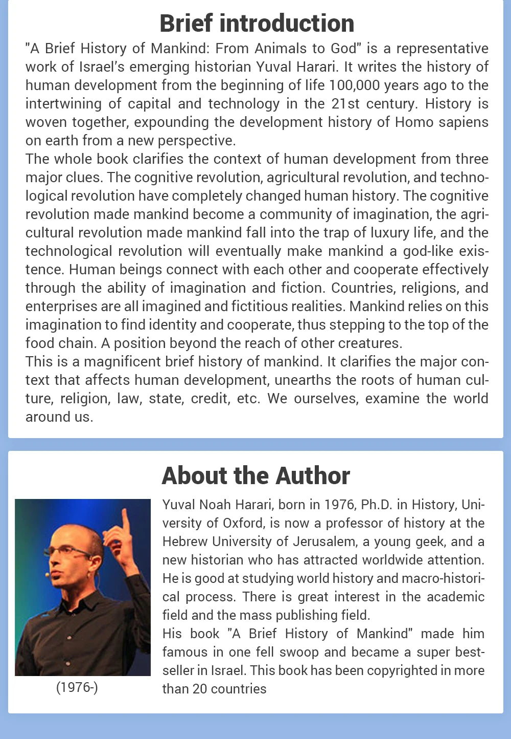 Sapiens: A Brief History of Humankind Yuval Noah Harari English Books Anthropological History Books Extracurricular Reading Book