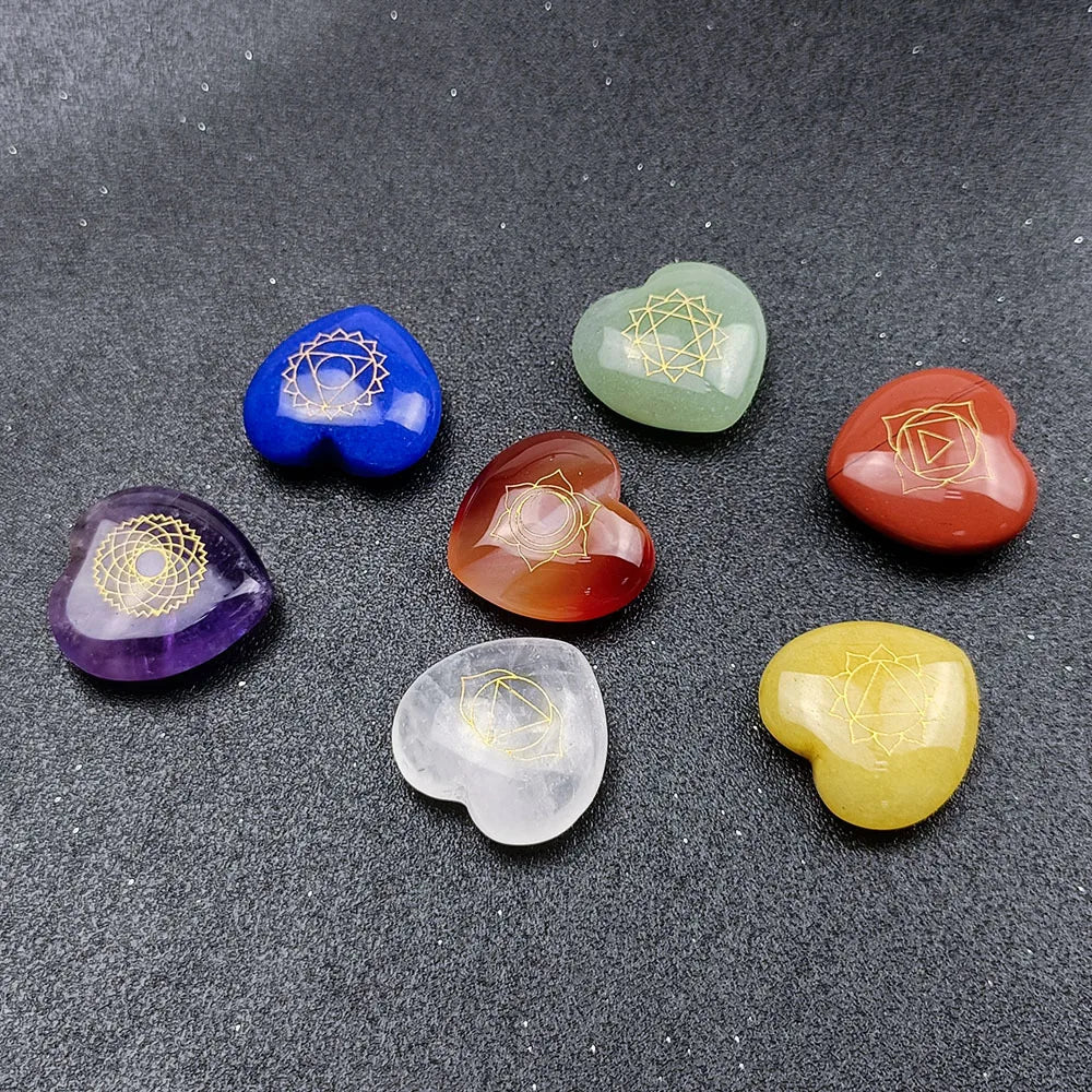 11pcs/Set with Gift Box Natural Healing Crystal Stone Chakras Bracelet Quartz Mineral Ornaments Crafts Hexagon Pendant Necklaces