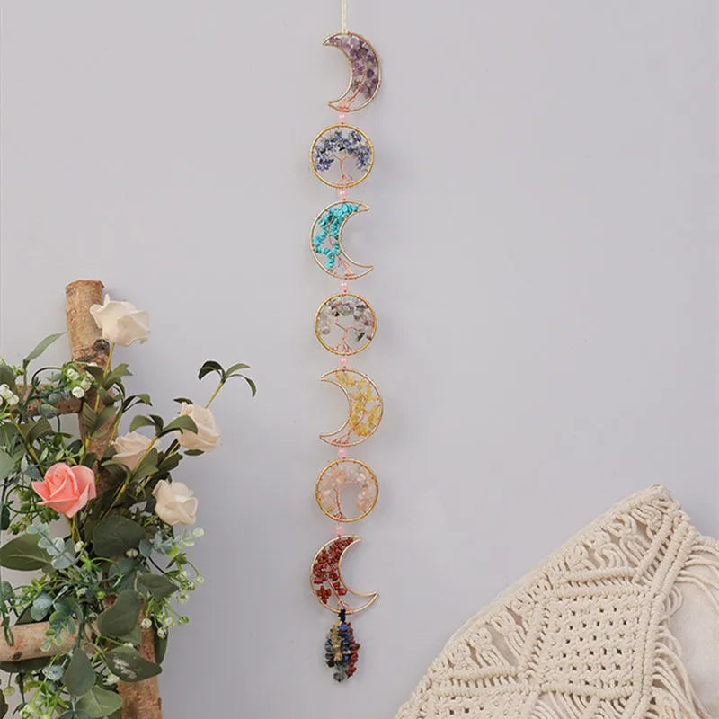 Crystals Tree of Life 7 Chakras Healing Hanging Meditation Raw Natural Stones Gemstone Sun Catcher Reiki Product Yoga Room Decor