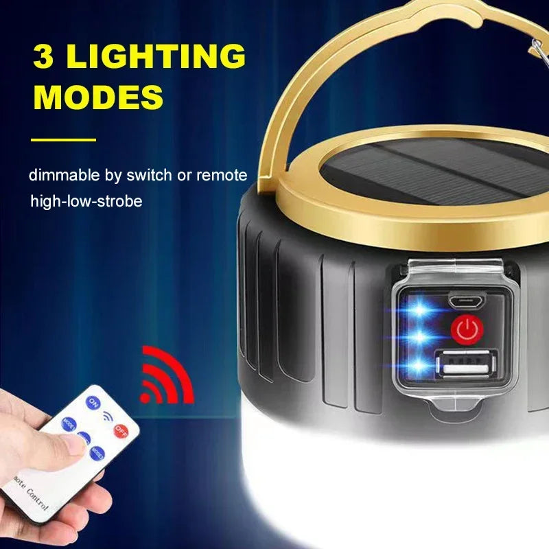 1000W Solar Camping Light – USB Rechargeable Survival Lantern