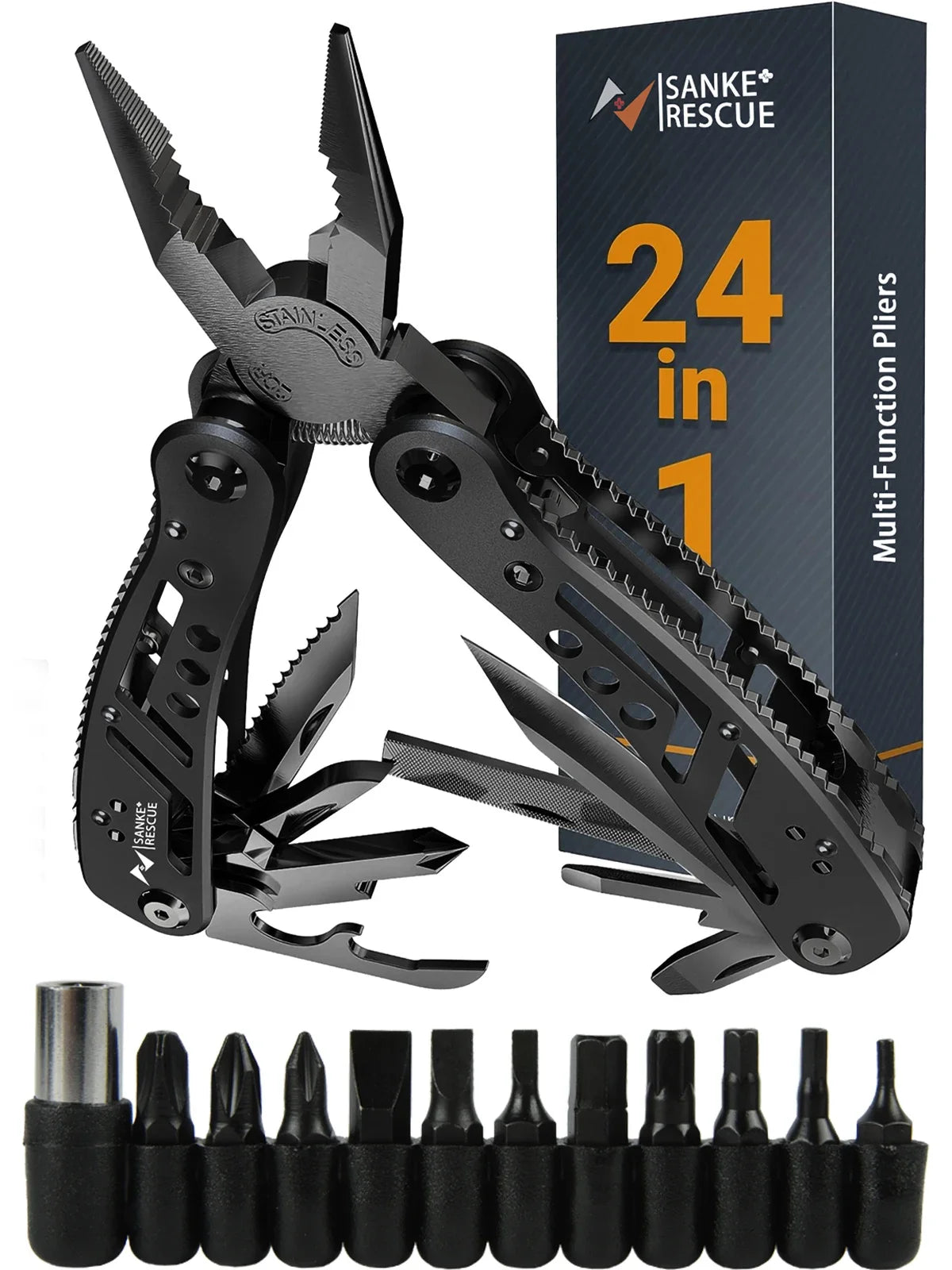 24-in-1 Professional Multi-Tool – Heavy-Duty Survival Pliers with Knife, Screwdrivers & More