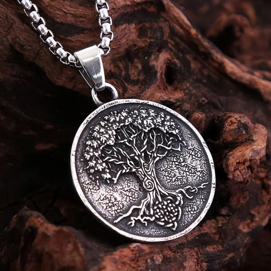 Viking Tree of Life Amulet | Stainless Steel Survival Talisman for Strength, Protection & Legacy