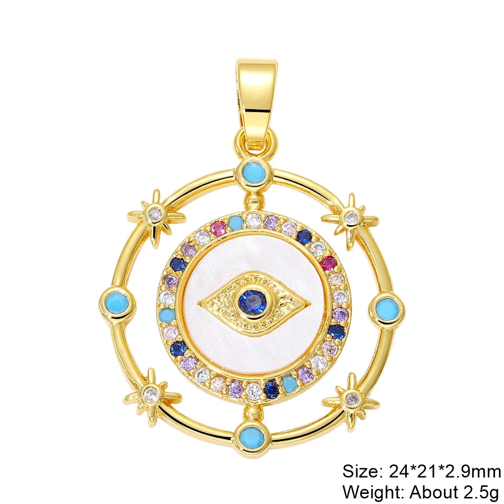 Juya Handmade 18K Real Gold Plated Hamsa Fatima Hand Greek Evil Eye Charms For DIY Trendy Enamel Pendant Talisman Jewelry Making