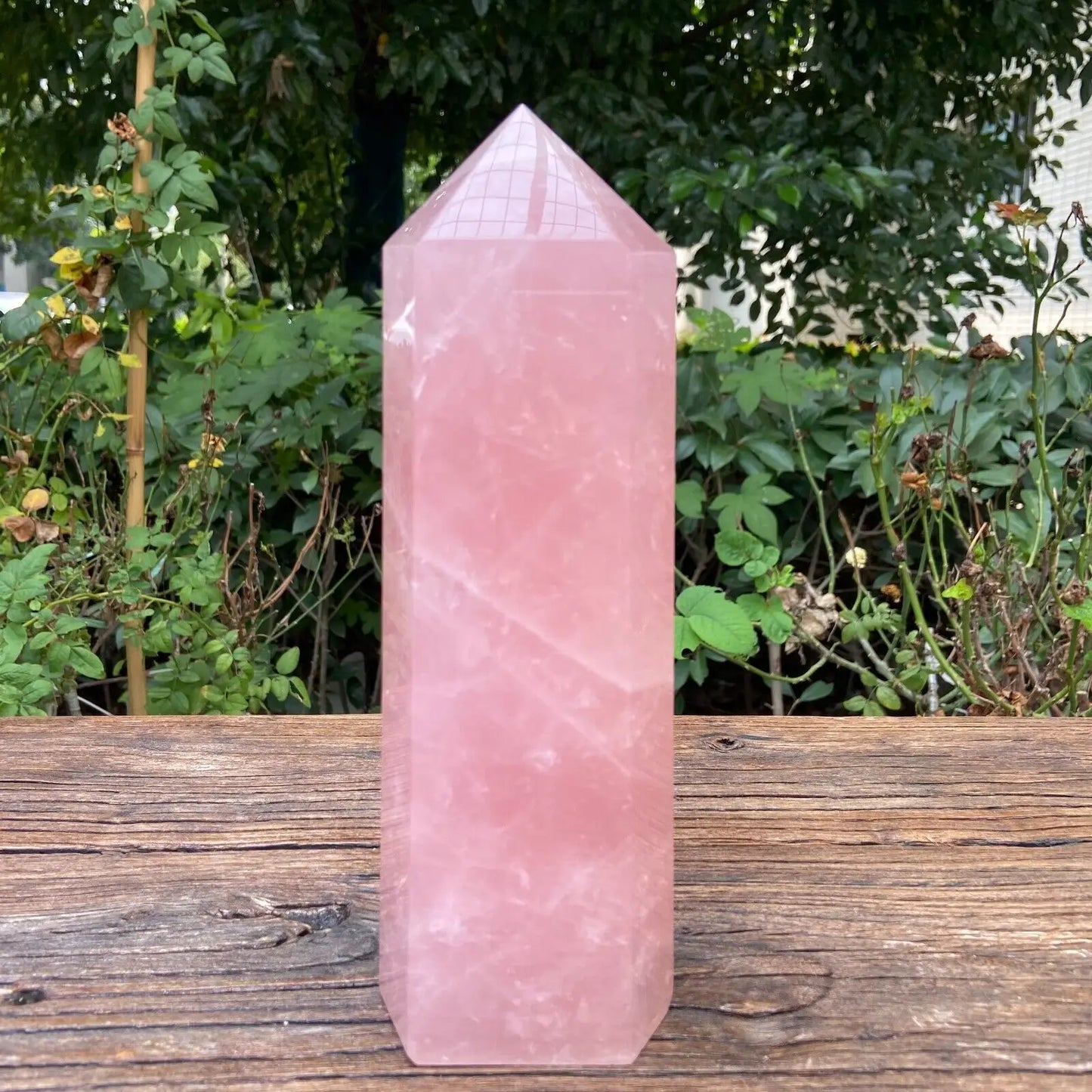 Natural Pink Rose Quartz Crystal Obelisk Wand Point Healing