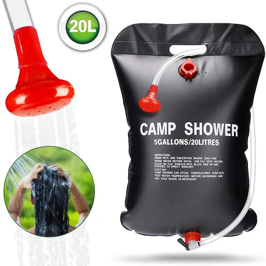 20/40L Outdoor Foldable Solar Shower Bag Bath Water Bag Camping Sun Compact Heated Water Shower Bags Scrubbing Pool Accessories