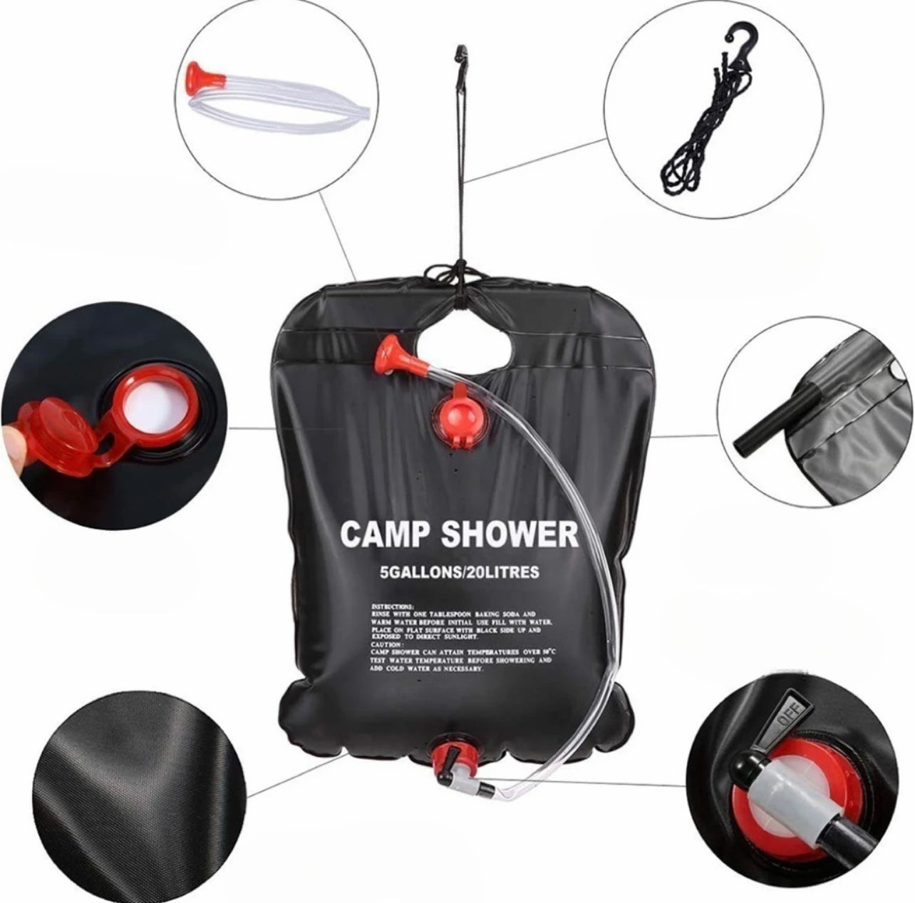 20/40L Outdoor Foldable Solar Shower Bag Bath Water Bag Camping Sun Compact Heated Water Shower Bags Scrubbing Pool Accessories