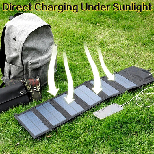 ☀️ 6-Fold 20W/h Foldable Solar Panel – USB 5V DC Charger for Phones, Power Banks & Off-Grid Mobile Power