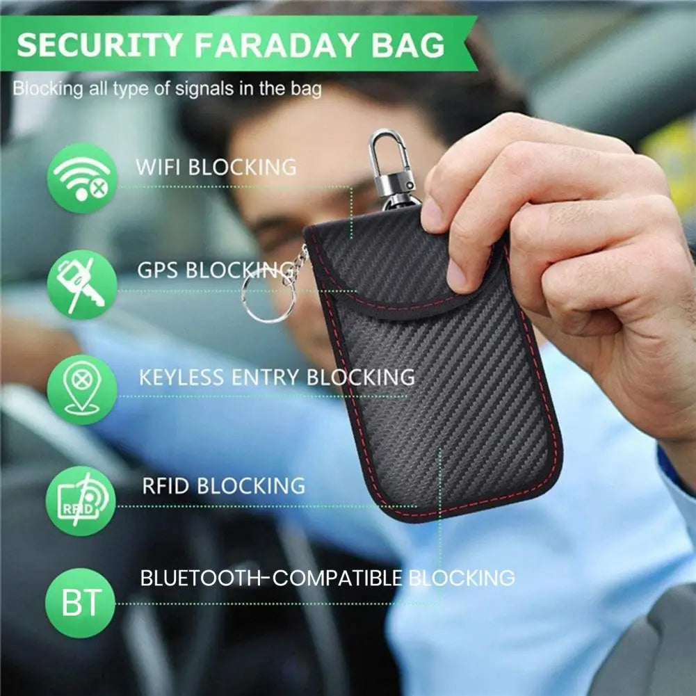 Car Key Pouch Signal-blocking Faraday Bag Key Case Anti-theft Car Key Storage Organizer with Wear Resistant Material