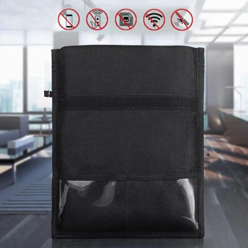 RFID Shielding Blocking Pouch Case Anti-Tracking Faraday Bag For Phones Device Large Wallet Case ID Card Car Key Black