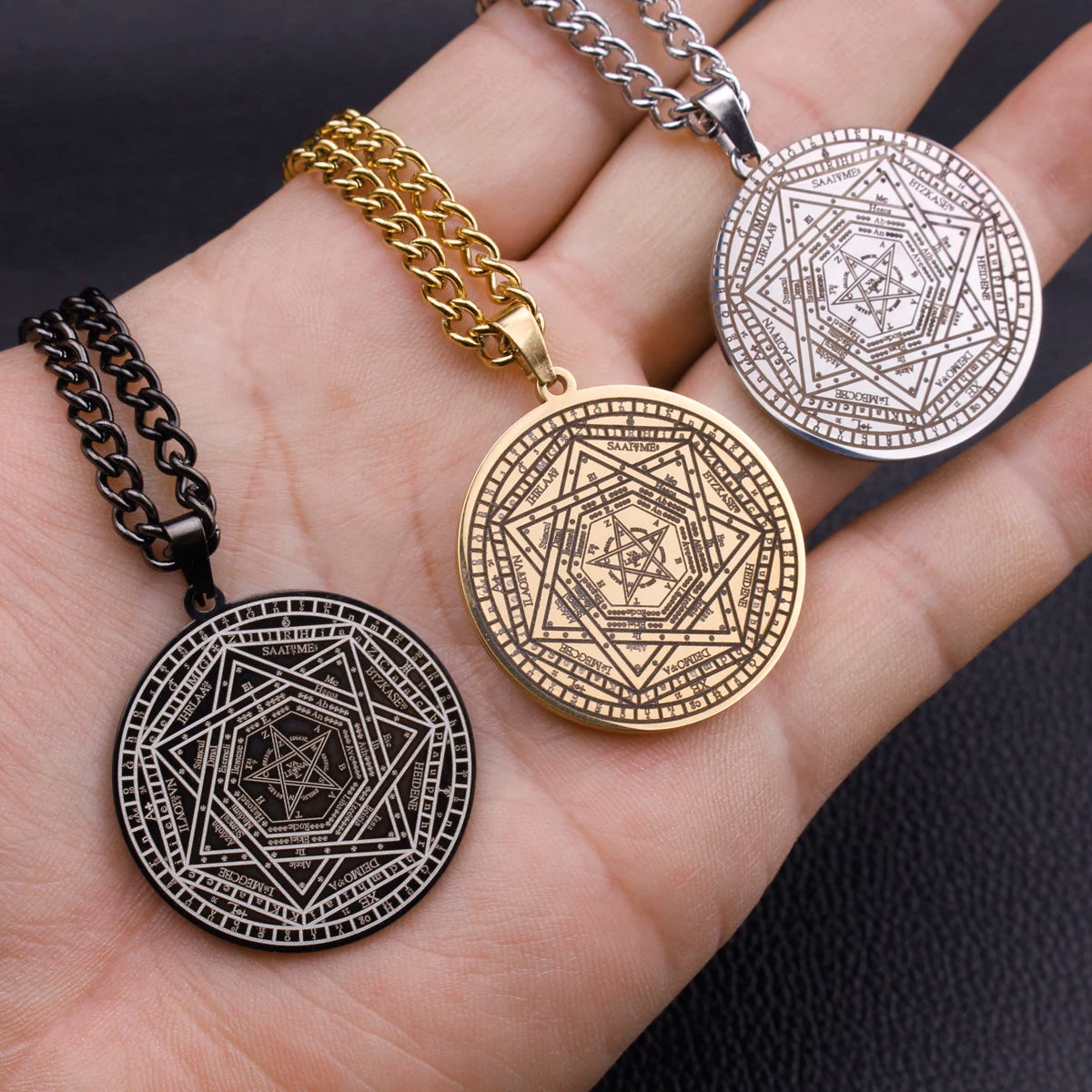 The Seal of the True God The Sigil of Ameth Sigillium Dei Emeth Amulet Jewelry Stainless Steel Laser Marking Pendant Necklace