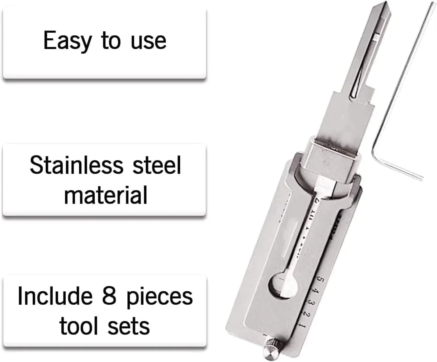 Stainless Steel Key Decoder Precision Hook And Pickup Hand Tool O-ring Pickup Kit Available Hook Tools Maintenance Repair Kit