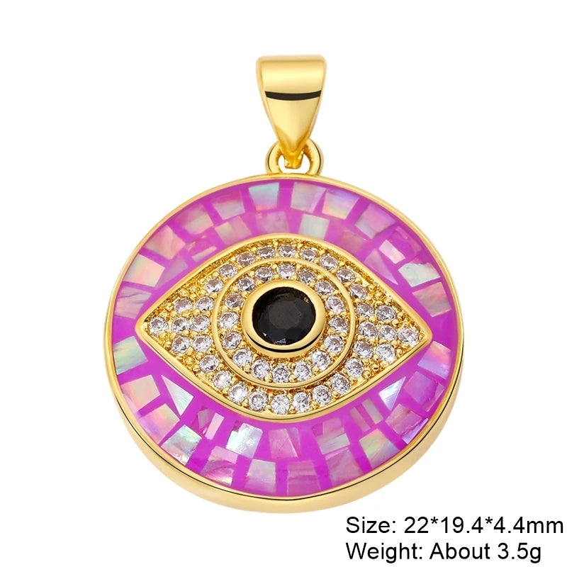 Juya Handmade 18K Real Gold Plated Hamsa Fatima Hand Greek Evil Eye Charms For DIY Trendy Enamel Pendant Talisman Jewelry Making