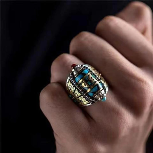 Mantra Dzi Ring | Spinning Prayer Wheel for the Hand