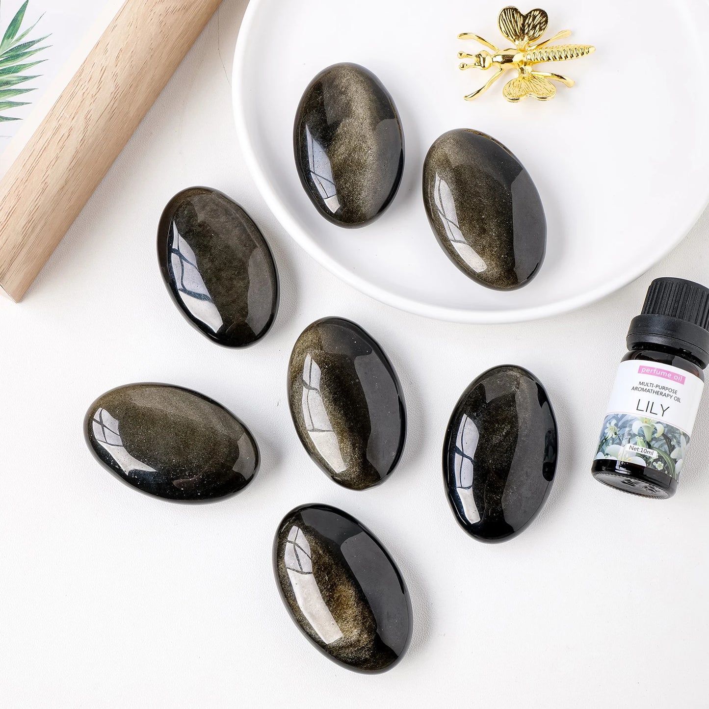 Golden Obsidian Palm Stone | Molten Sun Amulet