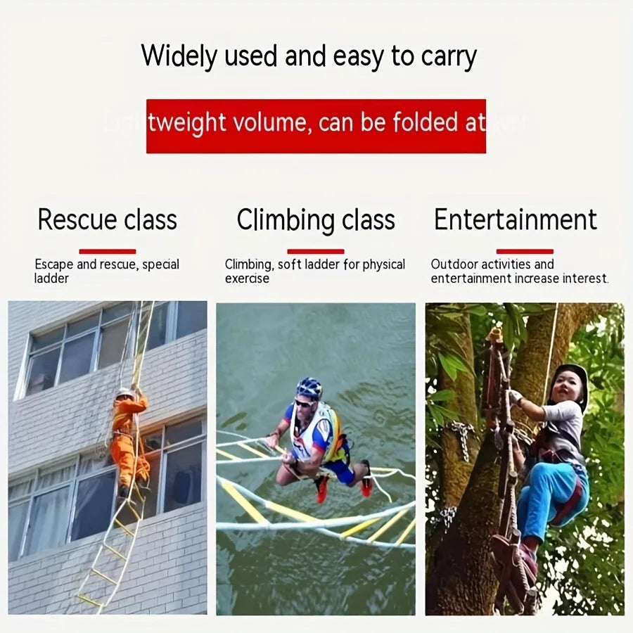 5Meters Fire Escape Ladder Anti-skid Rescue Rope Emergency Work Safety Response Self-rescue Lifesaving Rock Climbing Escape