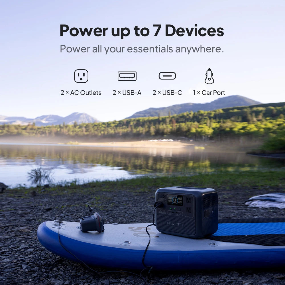 BLUETTI AC70 Portable Power Station – 768Wh, 1000W Output, 2000W Surge, Turbo Charging, Solar Compatible
