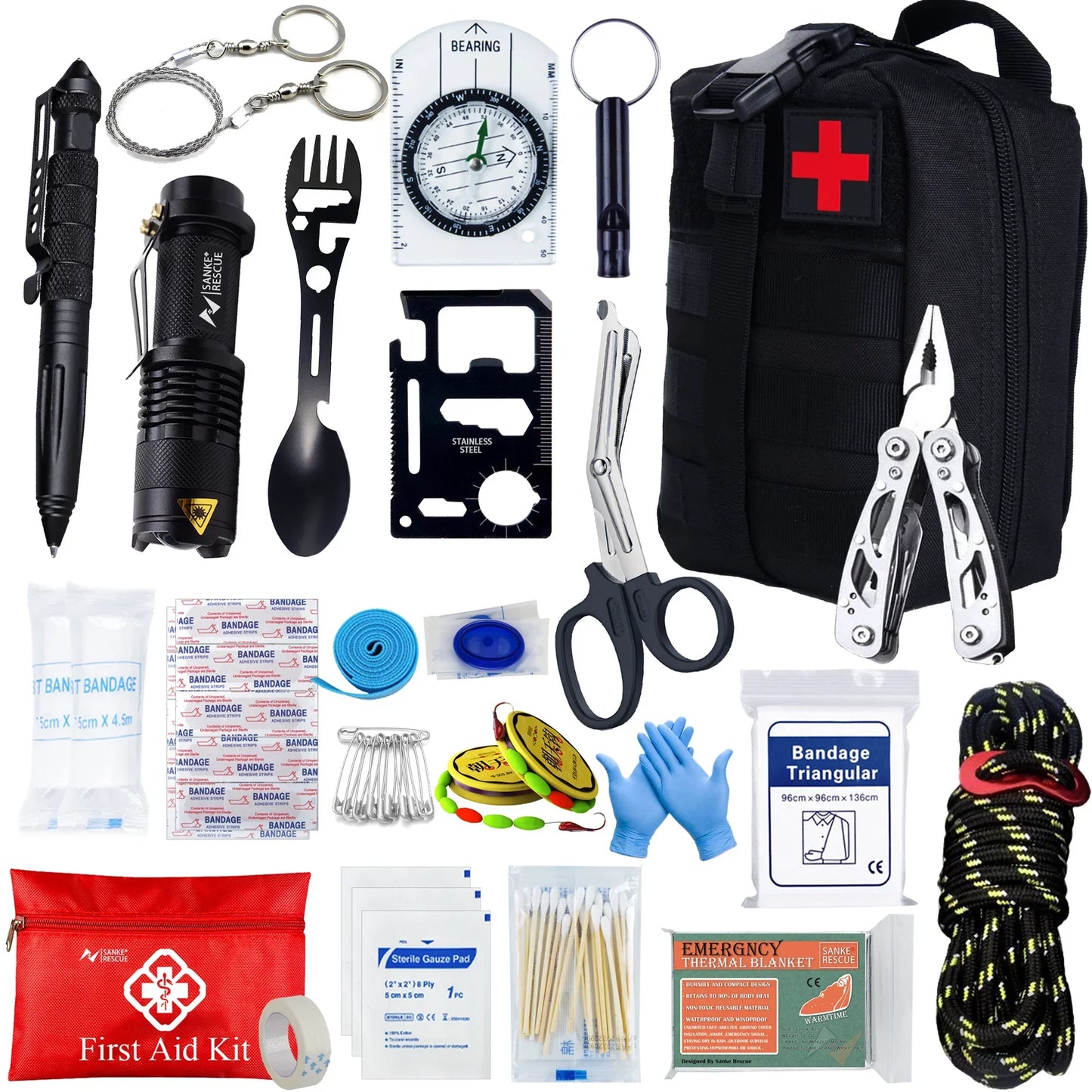 First Aid Kit in The Car Acessories Survival Kits Camping Equipments Survival Bag Self-defense EDC Pouch Ifak Outdoor Emergency