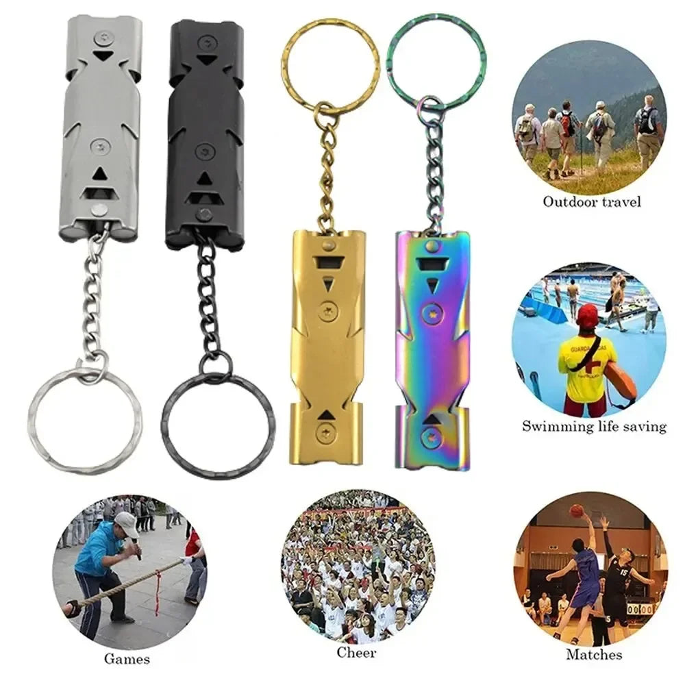 Double Pipe Whistle Pendant Keychain High Decibel Portable Outdoor Survival Emergency Camping Tool Multifunction Whistle 1PC