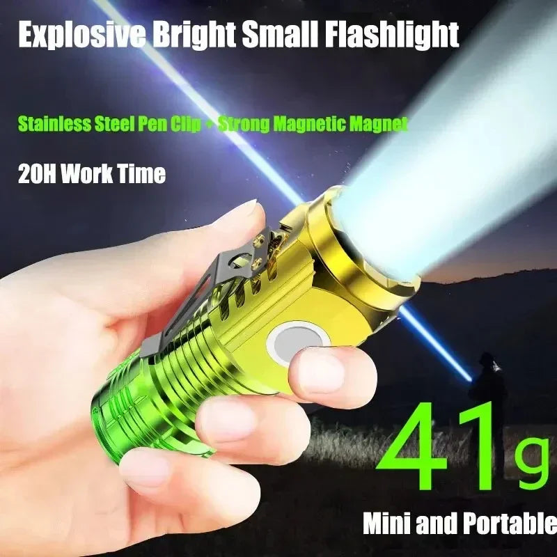 Mini Rechargeable LED Flashlight – Ultra-Bright 1000 Lumen Torch with Magnetic Base & Pocket Clip