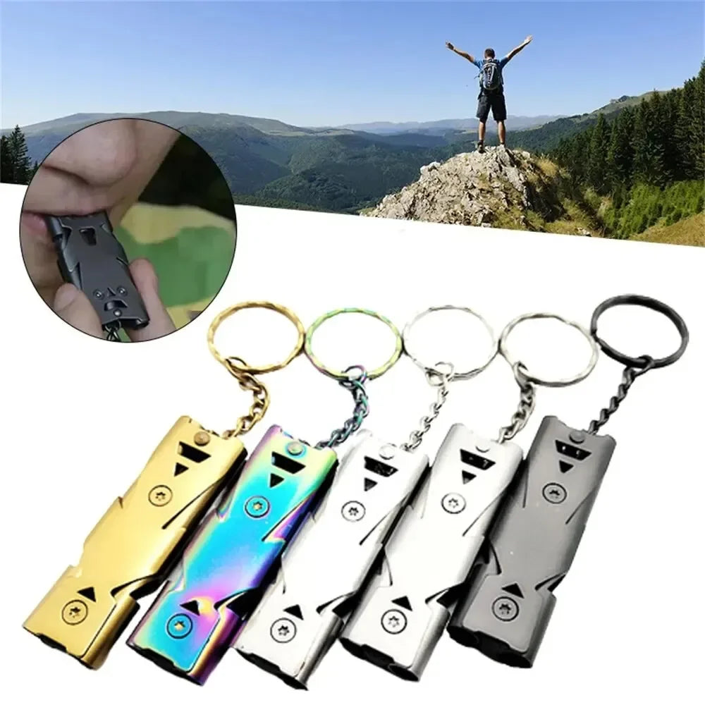 Double Pipe Whistle Pendant Keychain High Decibel Portable Outdoor Survival Emergency Camping Tool Multifunction Whistle 1PC