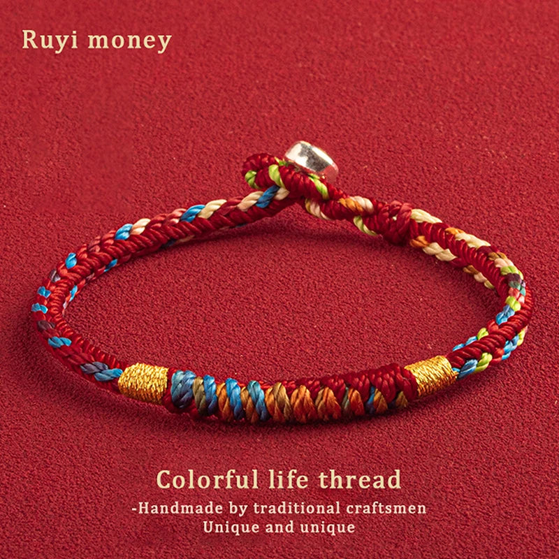 Tibetan Bracelet Colorful Thread Good Lucky Charm Rope Bracelet Bangles For Women Men Knots Red Thread Bracelets