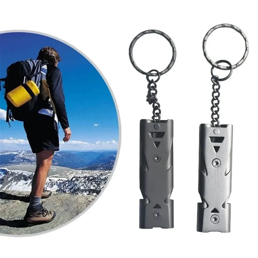 Double Pipe Whistle Pendant Keychain High Decibel Portable Outdoor Survival Emergency Camping Tool Multifunction Whistle 1PC