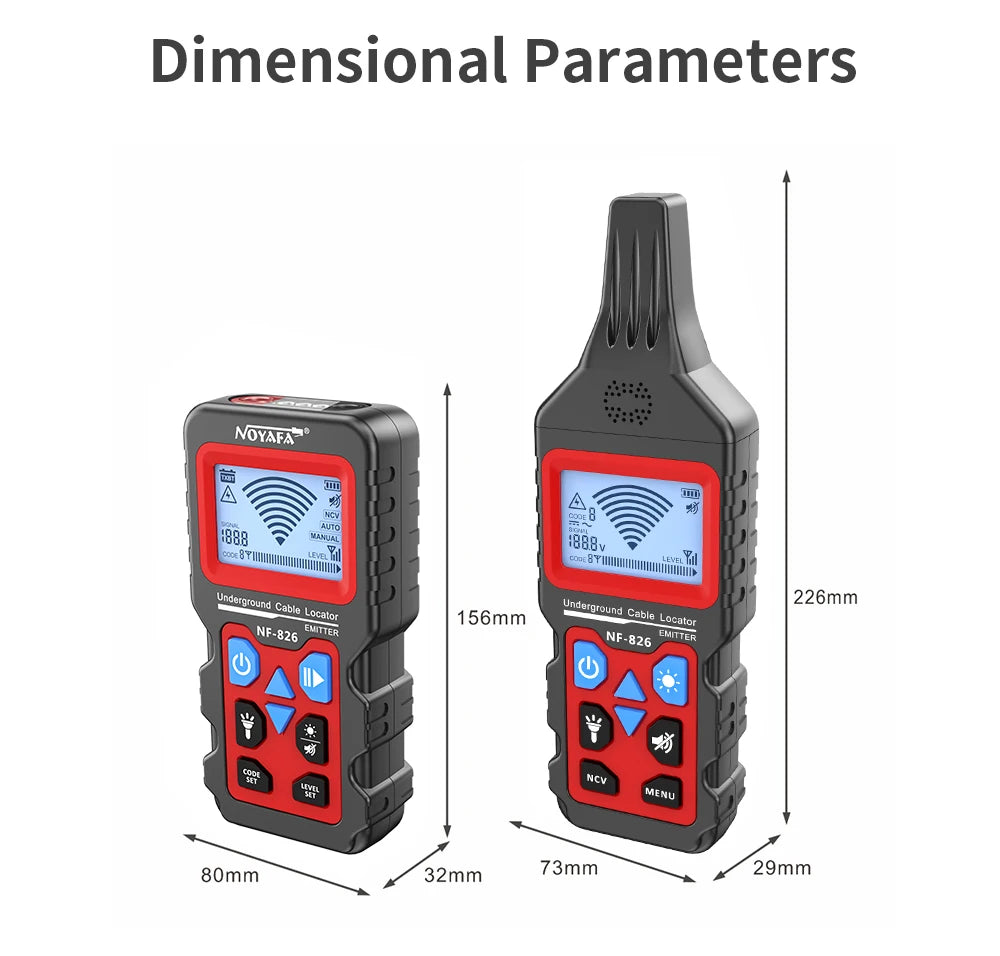 NOYAFA NF-826 Underground Cable Tester Locator Wire Tracker Detection Wall Electrical Lines Water and Gas Supply Pipeline Path